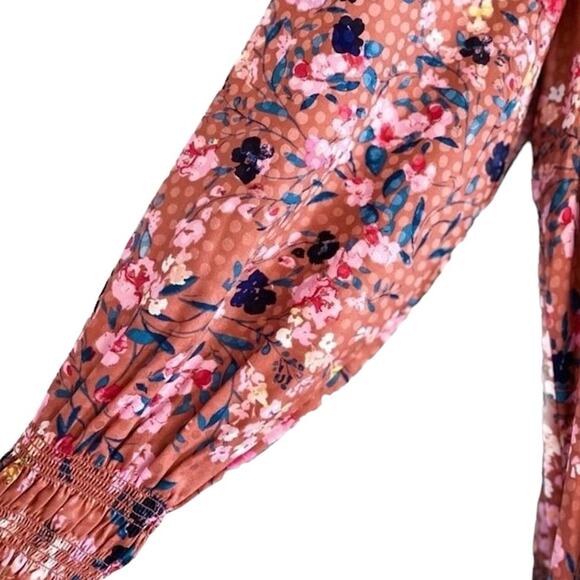 NWT Ann Taylor Pink Floral Long Sleeve Ruffle Swing Dress Size Small - Picture 6 of 8